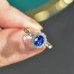 Oval Blue Sapphire & Diamond Gold Ring SS0176