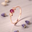 Oval Red Ruby 14K Solid Gold Heart Ring SS0418