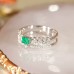 Natural Emerald & Diamond Set Ring SS0113