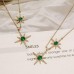 Emerald & Diamond Necklace Earrings Set SS5001