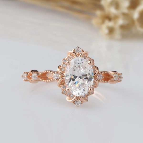 White Topaz And Diamond Vintage Ring SS0202